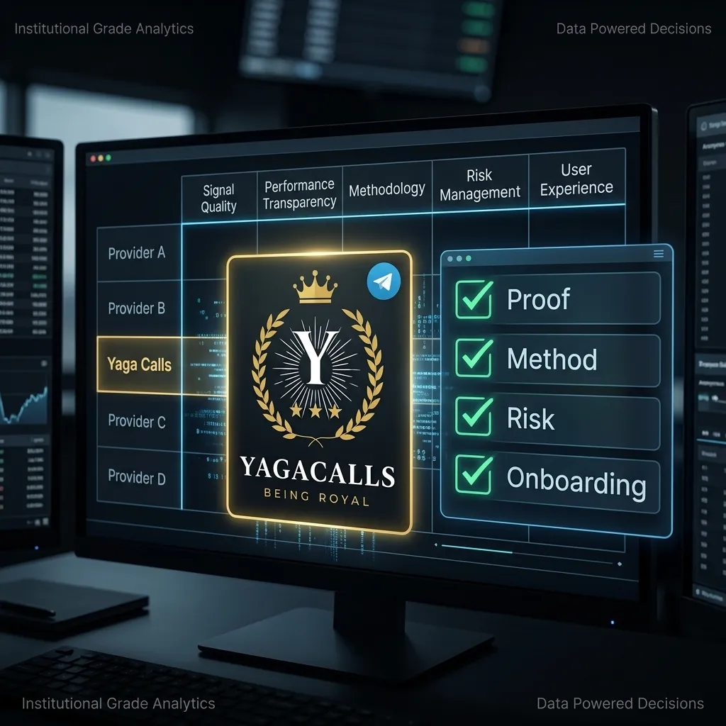 Yaga Calls crypto signal provider comparison showing proof method risk and Telegram delivery
