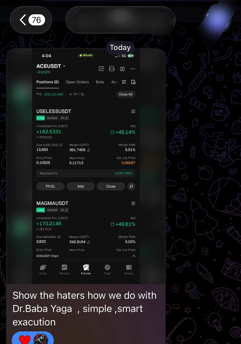 Verified crypto signal execution proof by High Table Member #412 - 5 Star Review: Simple, smart execution with Dr. Baba Yaga